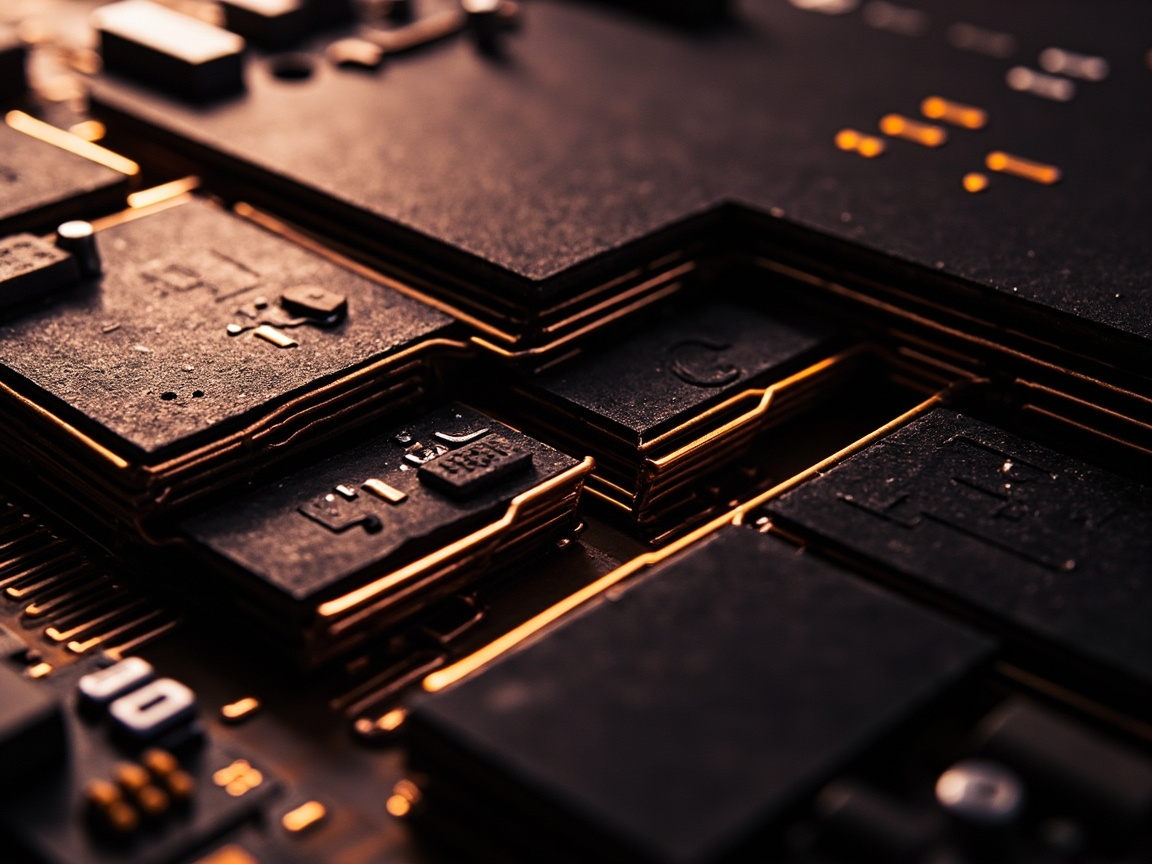 Close-up of multilayer PCB copper traces